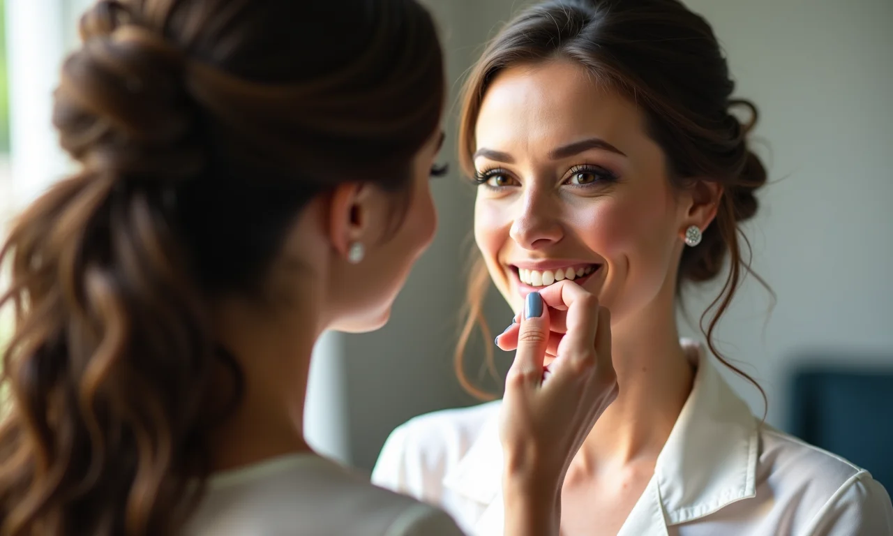 Noiva consultando uma maquiadora profissional.