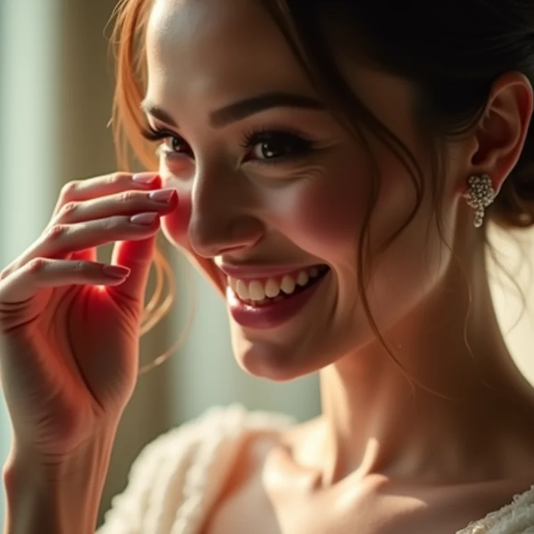 Noiva emocionada durante o casamento.