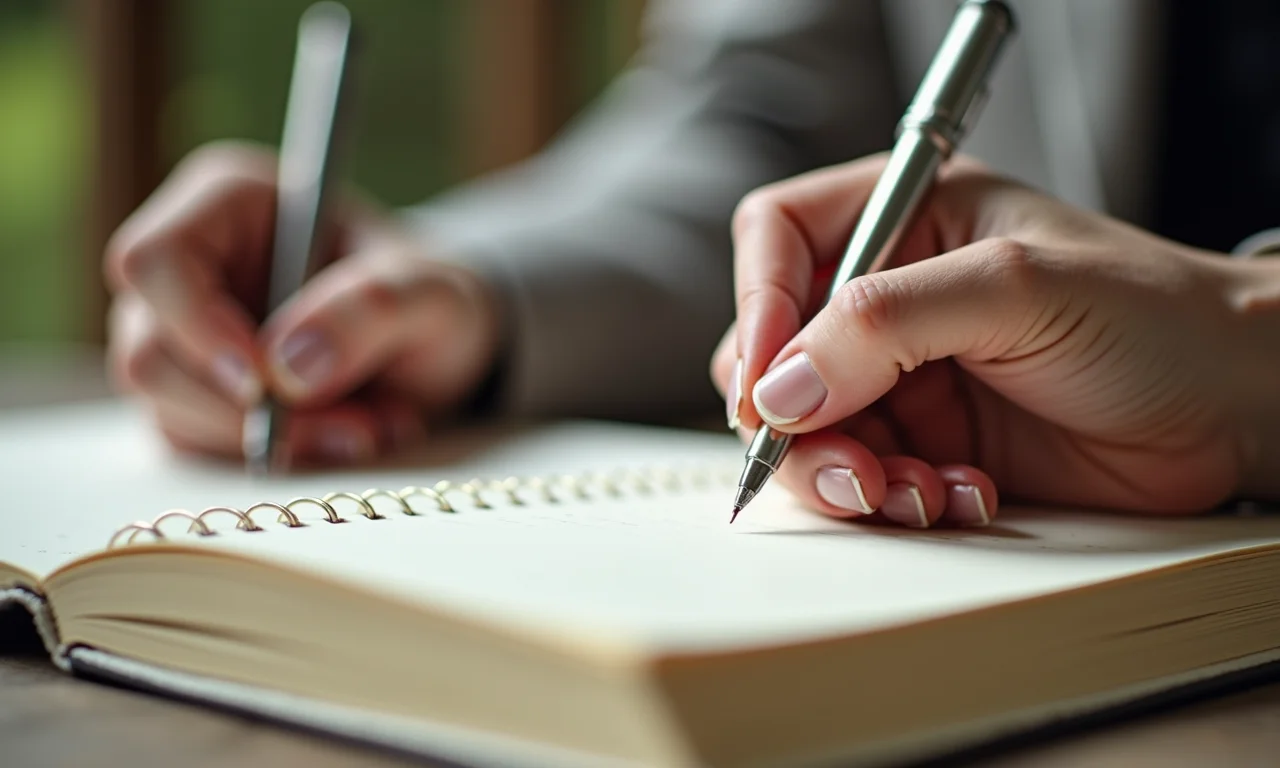 Noiva escrevendo dicas especiais em um diário para planejar o casamento intimista.