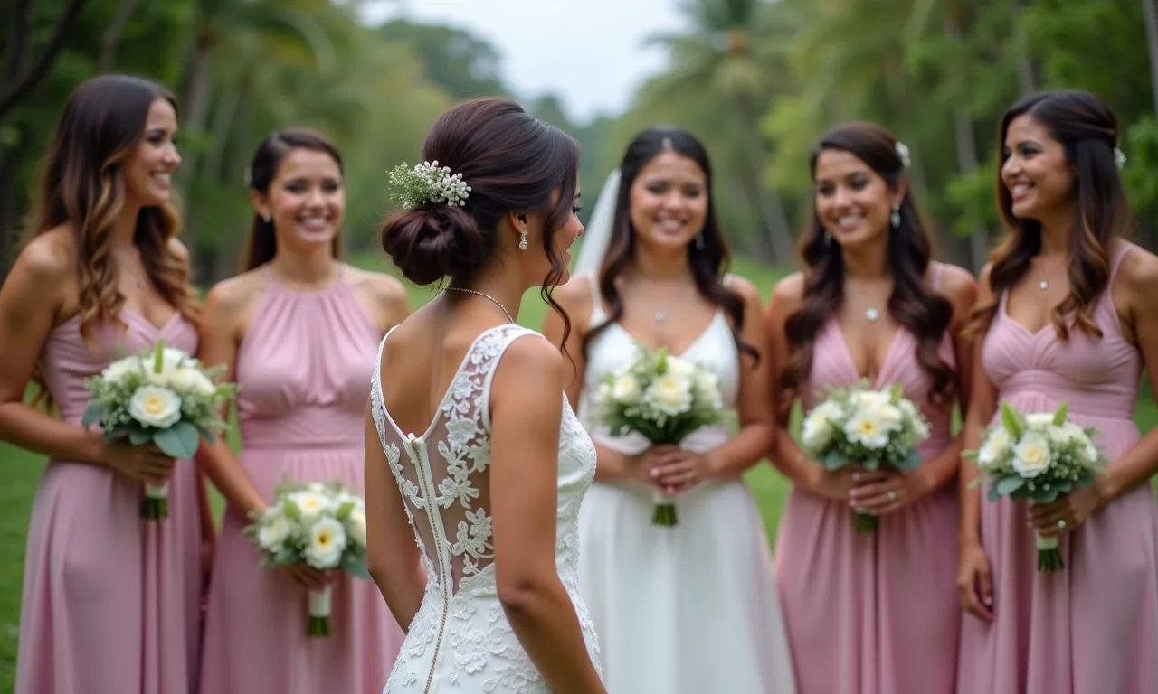 Noiva explicando as regras para jogar o buquê.