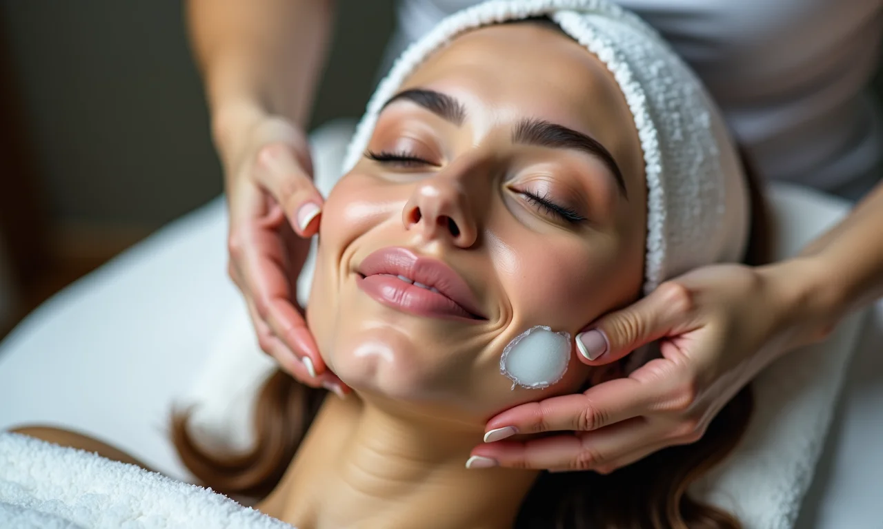 Noiva recebendo um tratamento facial relaxante.