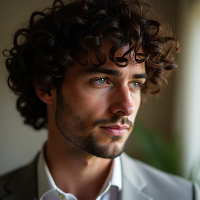 Noivo com cabelo cacheado valorizado no dia do casamento