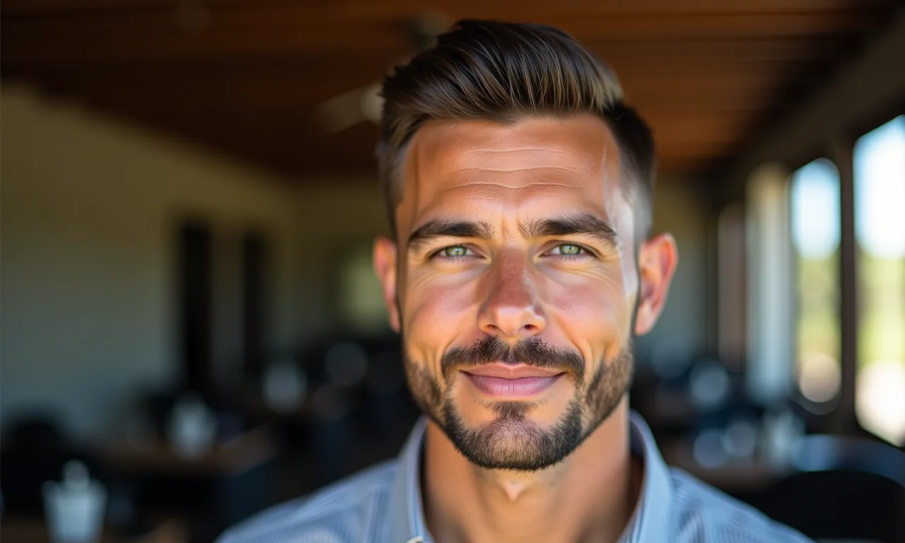 Noivo com corte clássico alinhado e elegante.