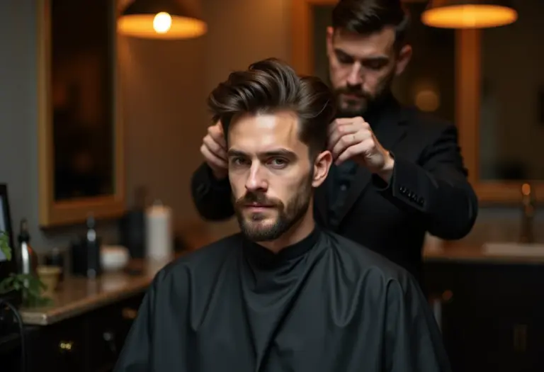 Noivo sendo preparado em barbearia de luxo para o casamento