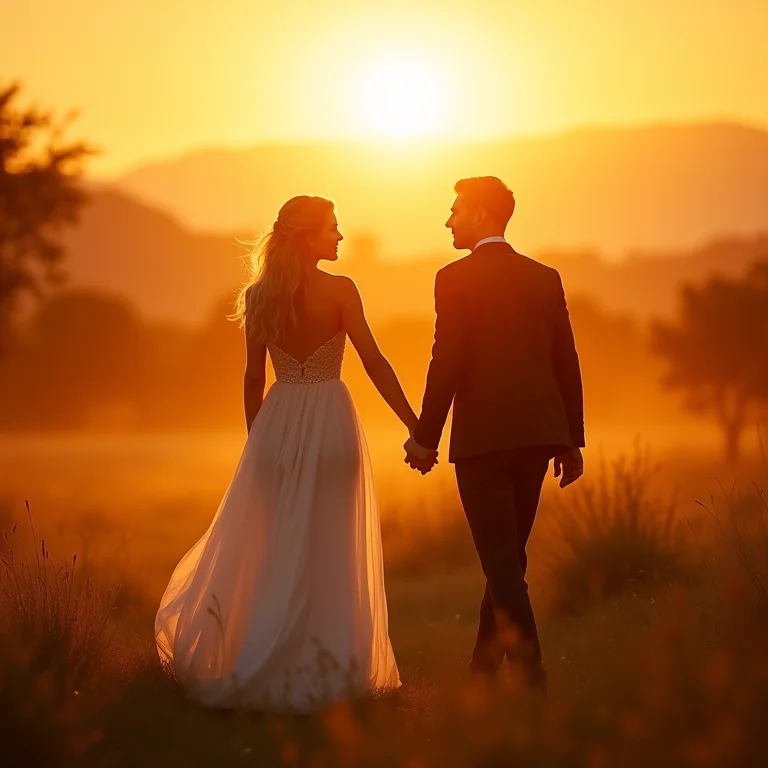 Noivos em safári ao pôr do sol na África do Sul