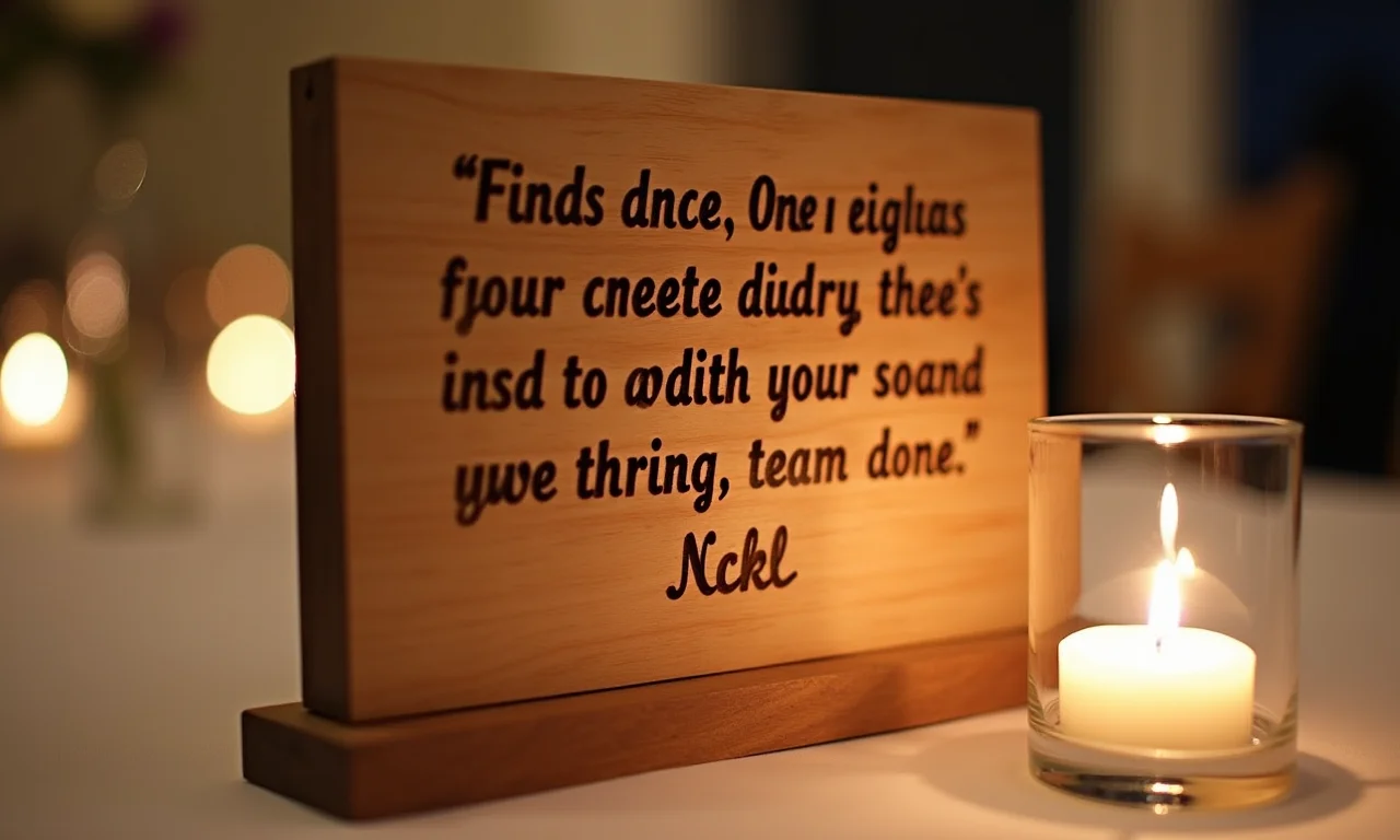 Numeração de mesa com frase inspiradora.