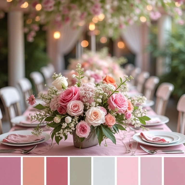 Paleta de cores vibrantes e delicadas para casamento na primavera