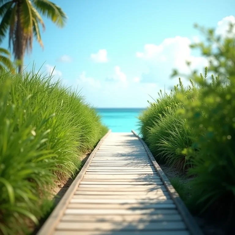 Passarela de madeira na reserva Sian Ka'an, paraíso natural na Riviera Maya.