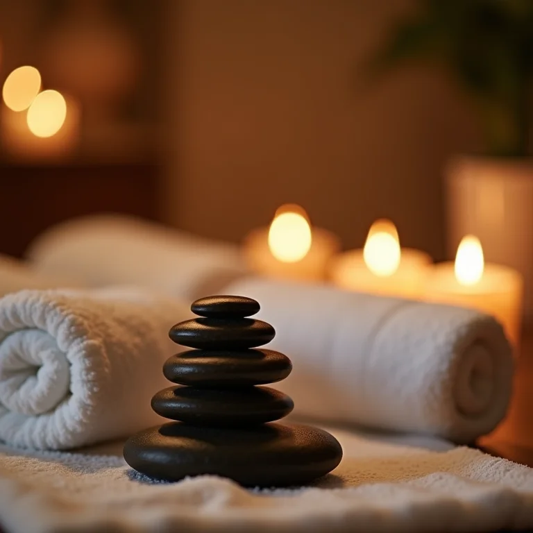 Pedras de aromaterapia em um spa de luxo para relaxamento.