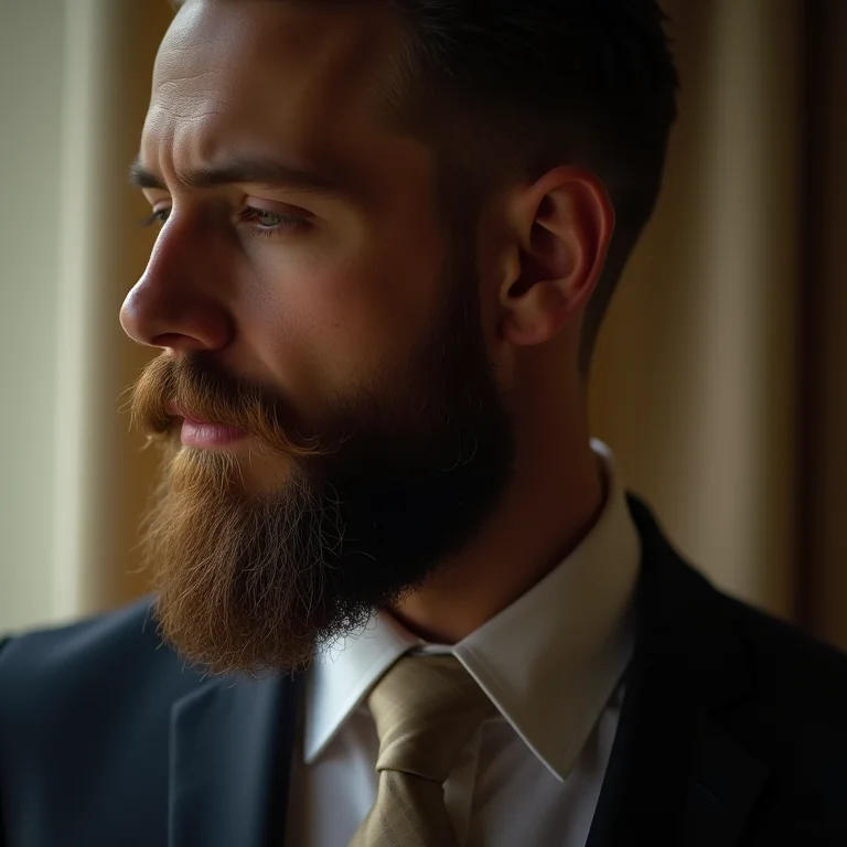 Perfil de noivo com barba degradê