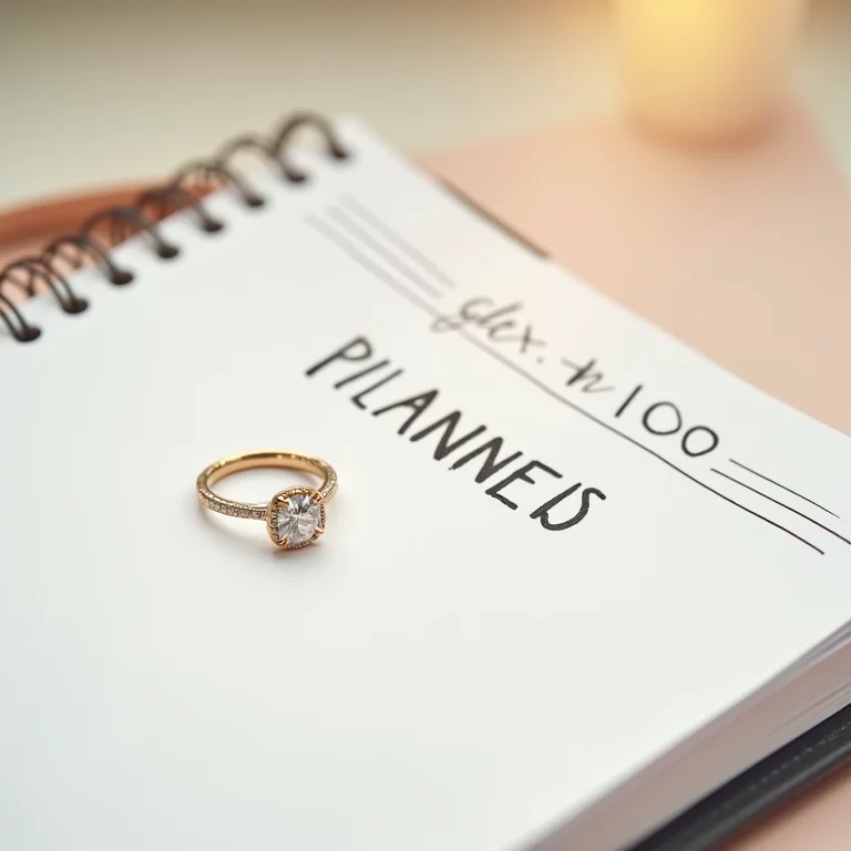 Planejador de orçamento de casamento com anel de noivado