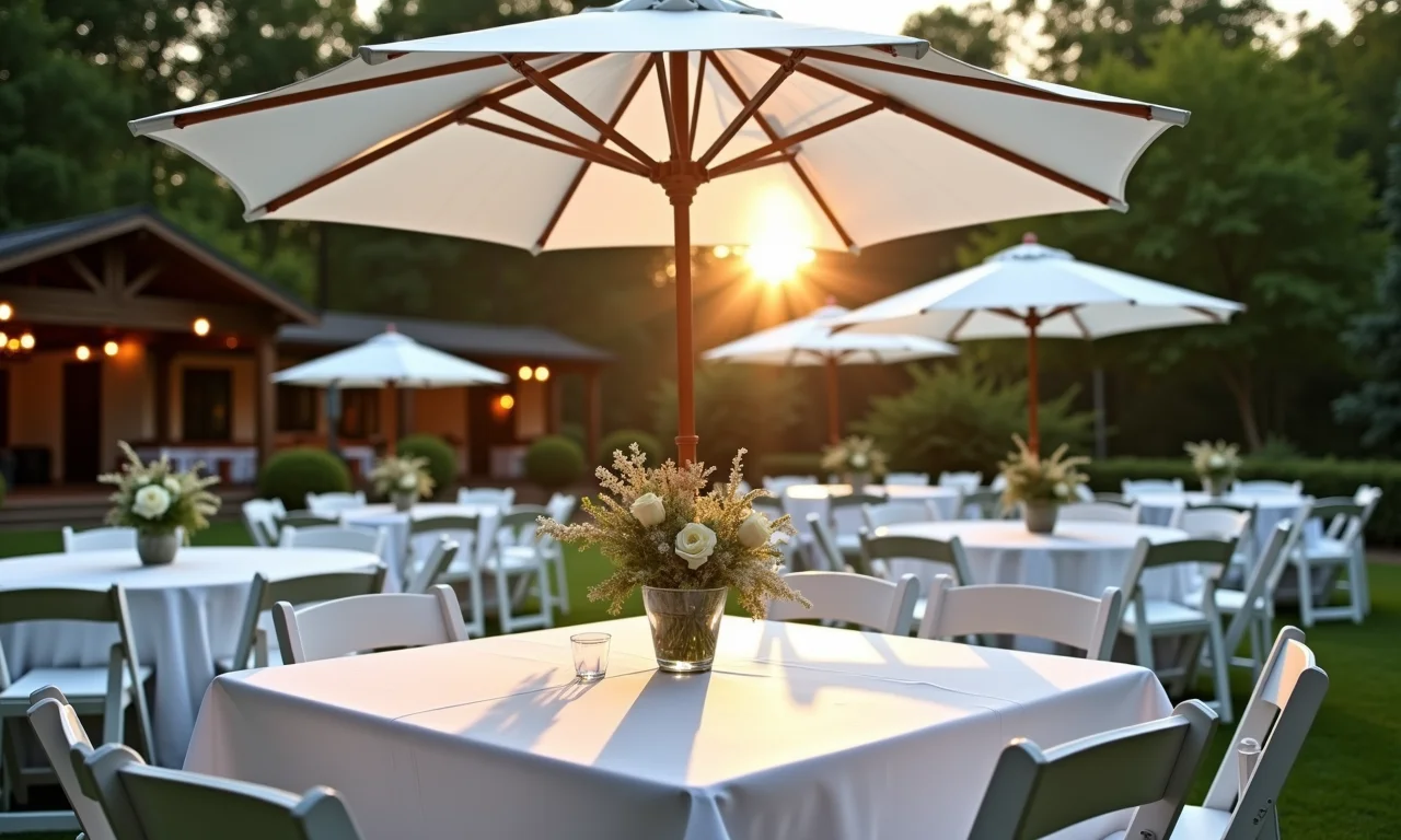 Planejando a quantidade ideal de ombrelones para um casamento.