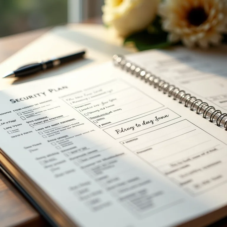 Plano de segurança detalhado para um casamento de luxo.