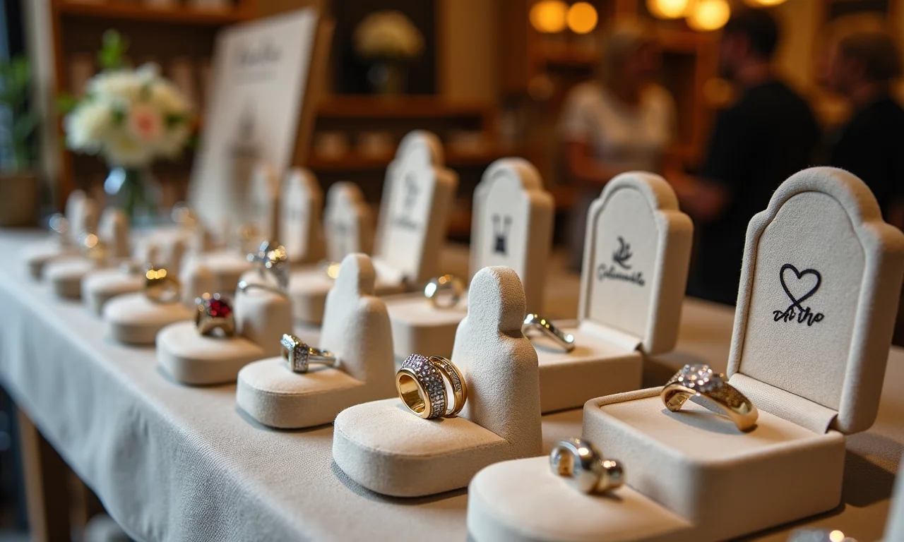 Porta-alianças criativos à venda em loja.