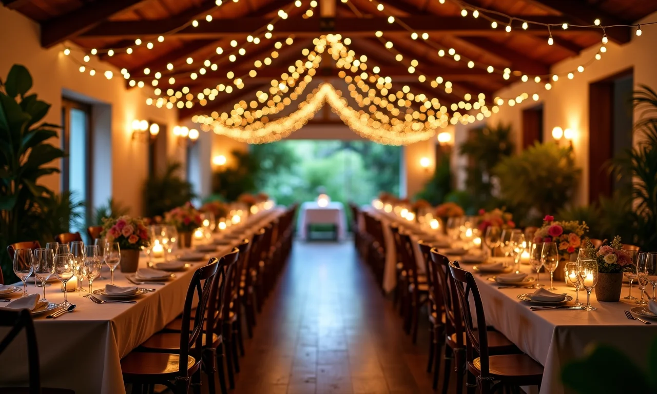 Recepção de casamento aconchegante em local intimista com decoração charmosa.