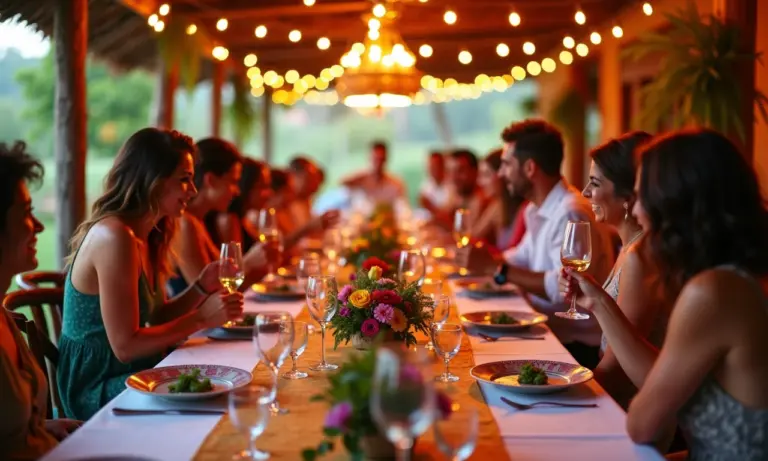 Recepção de casamento brasileira colorida e vibrante, perfeita para fotos no Instagram.
