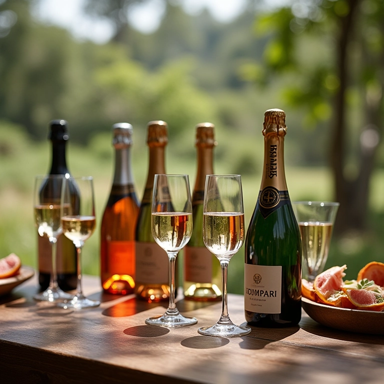 Seleção de champagnes e espumantes para o brinde de casamento.