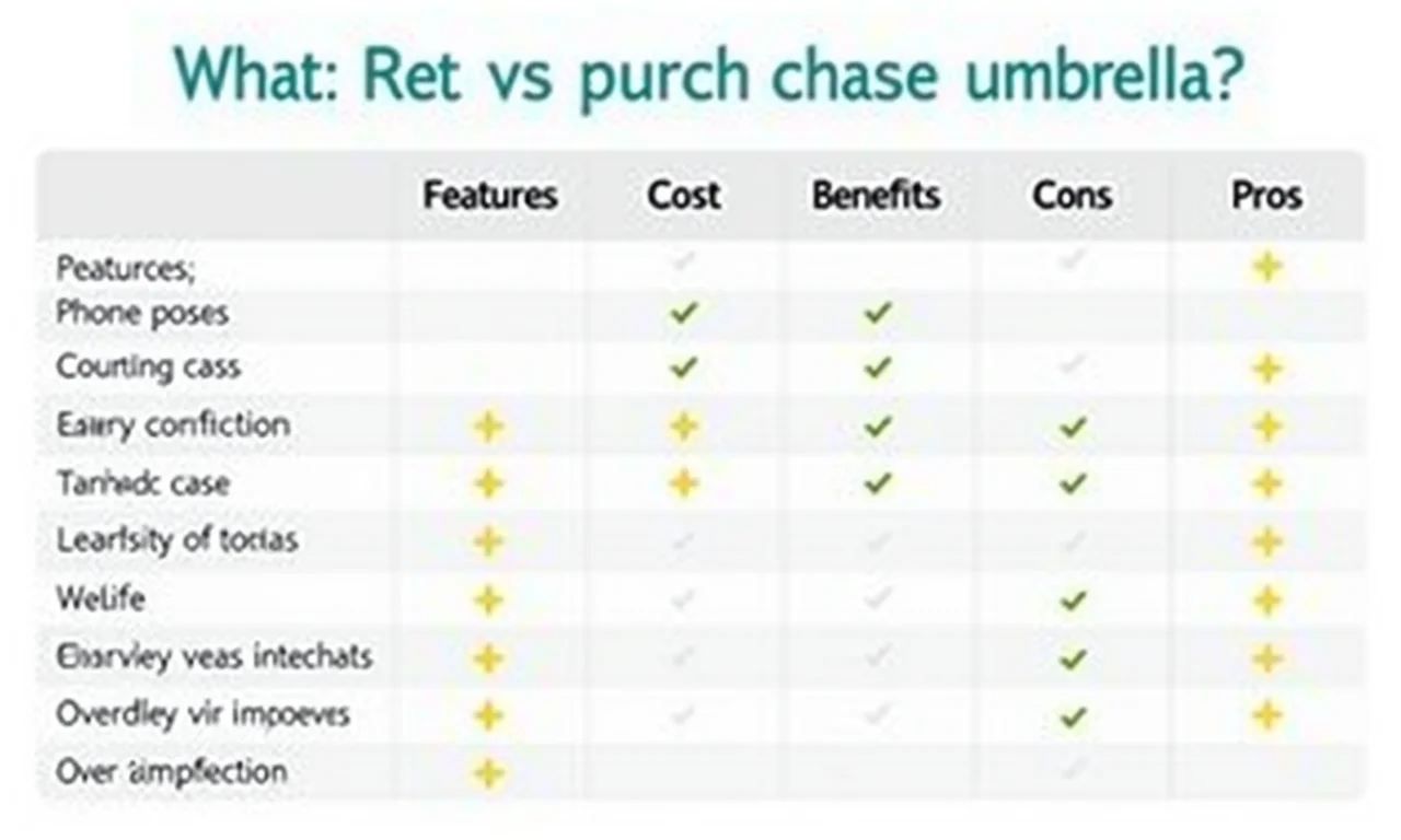 Tabela comparativa: aluguel versus compra de ombrelones.