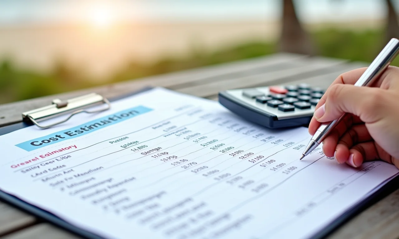 Tabela de custos estimados para casamento na praia.