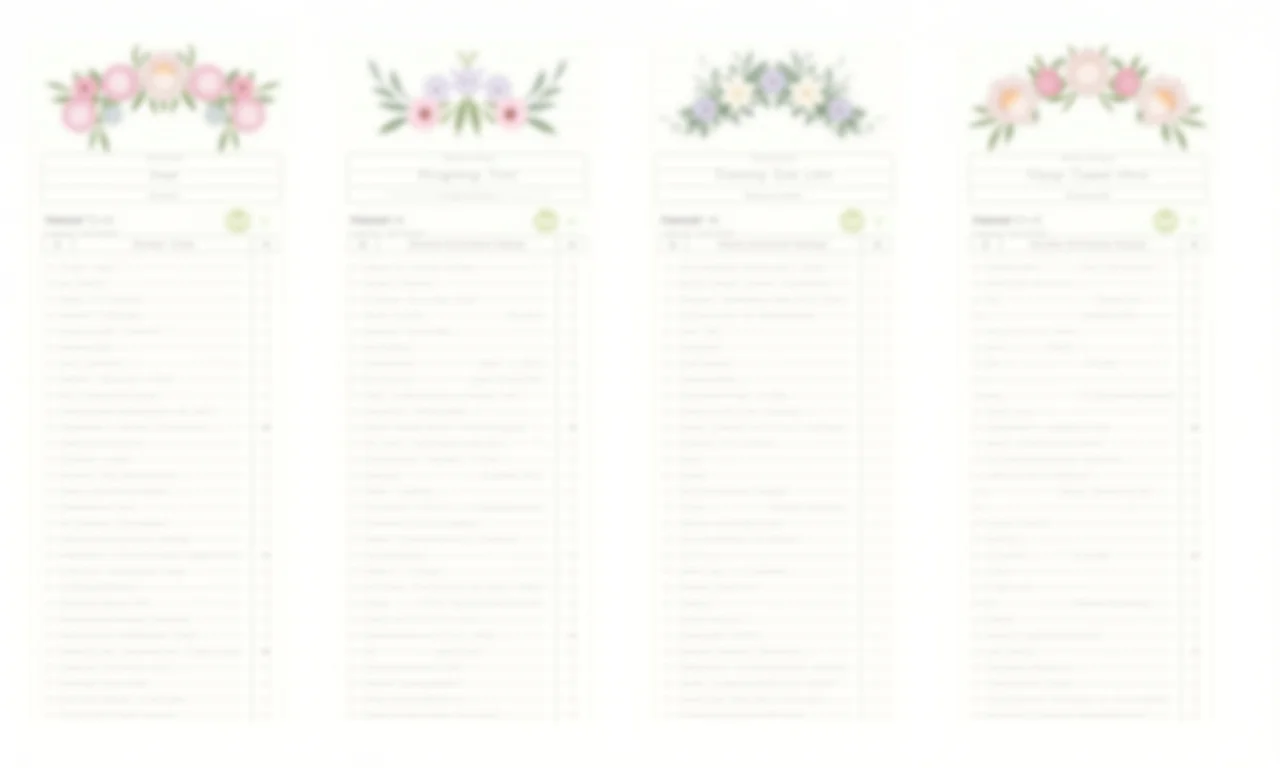 Tabela resumo com diferentes estilos de decoração de casamento.