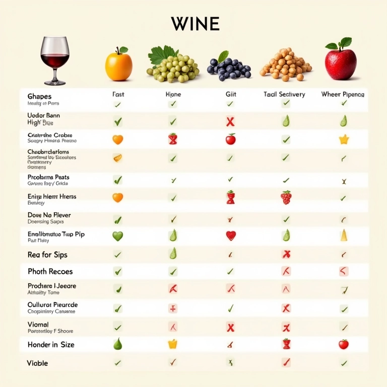Tabela resumo de seleção de vinhos.