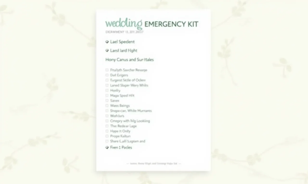 Tabela resumo do kit de emergência para casamento.