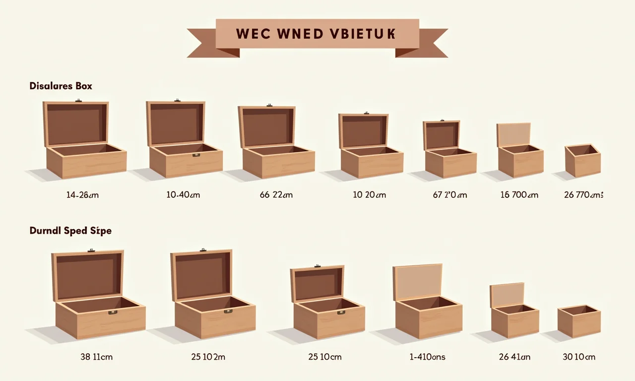 Tabela resumo: tamanhos, estilos e usos de caixas de madeira para casamento.