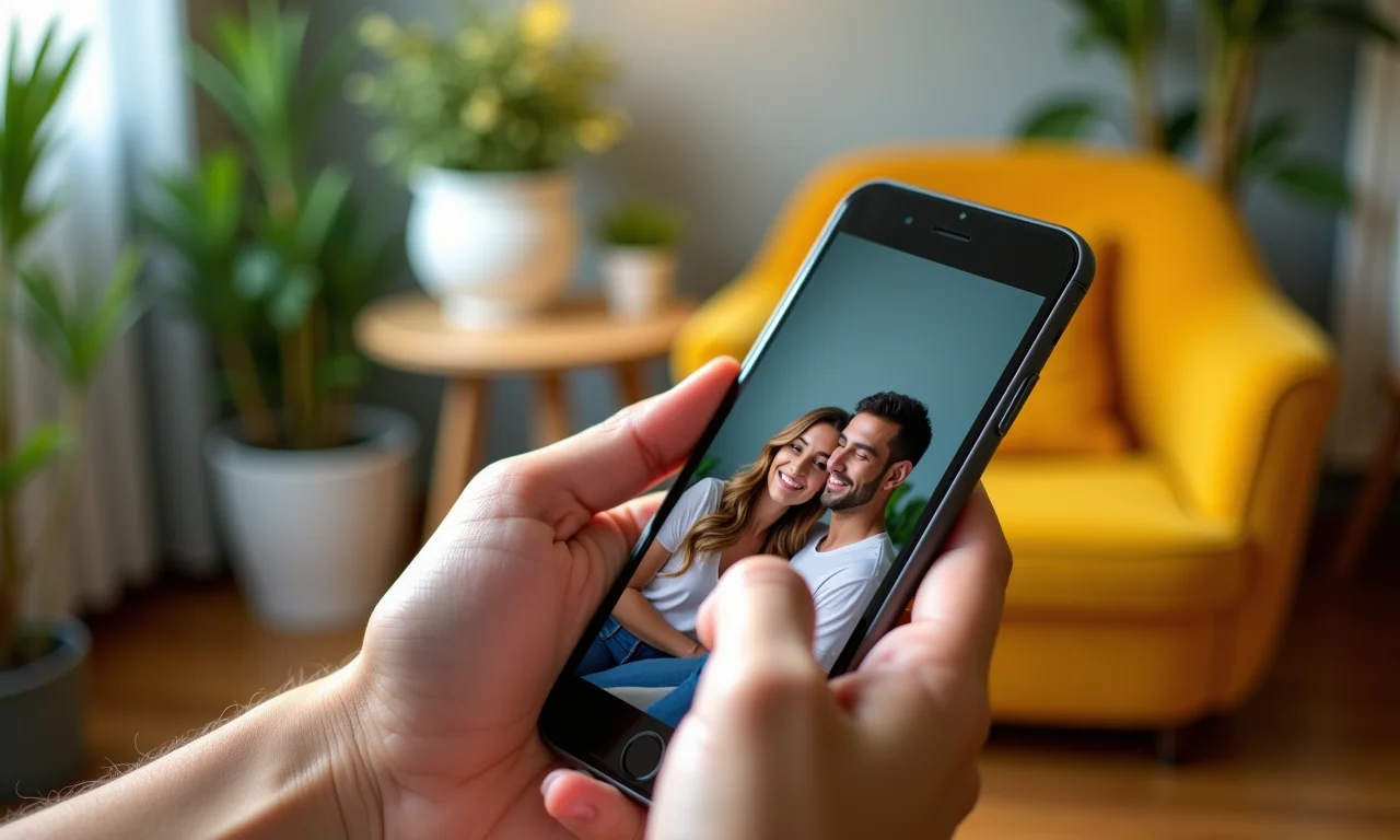 Tela de celular exibindo aplicativo de terapia de casal.