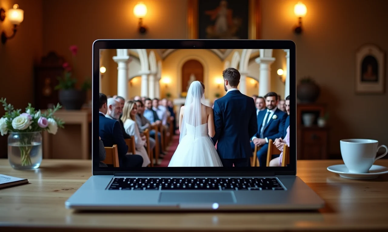 Transmissão ao vivo da cerimônia de casamento.