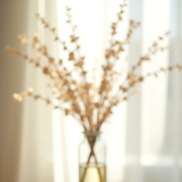 Vaso com galhos de eucalipto seco