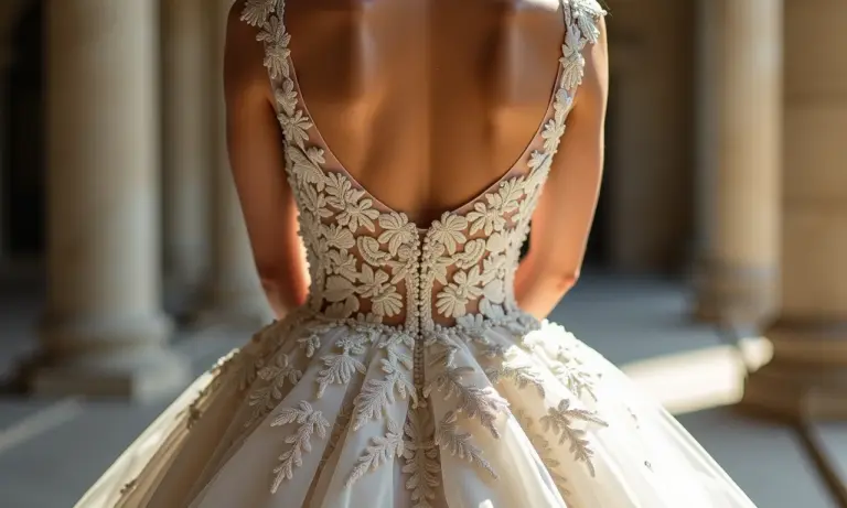 Vestido de noiva Elie Saab com bordados luxuosos.