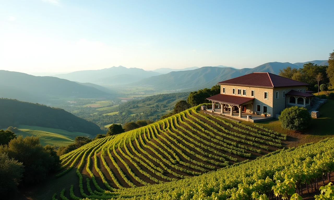 Vinícola brasileira com paisagem deslumbrante.