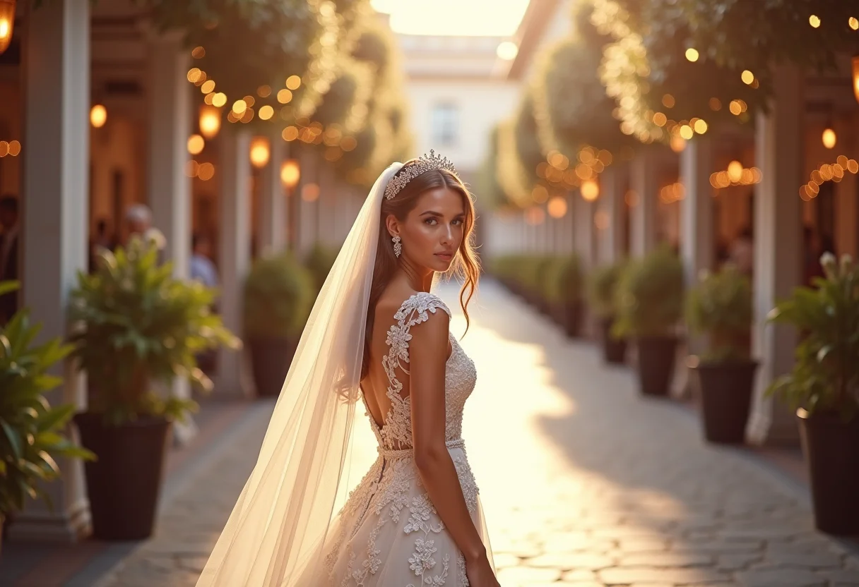 Visão geral cinematográfica de uma feira de noivas de luxo