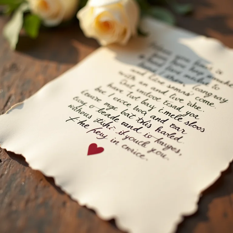 Votos de casamento personalizados escritos à mão em papel especial.